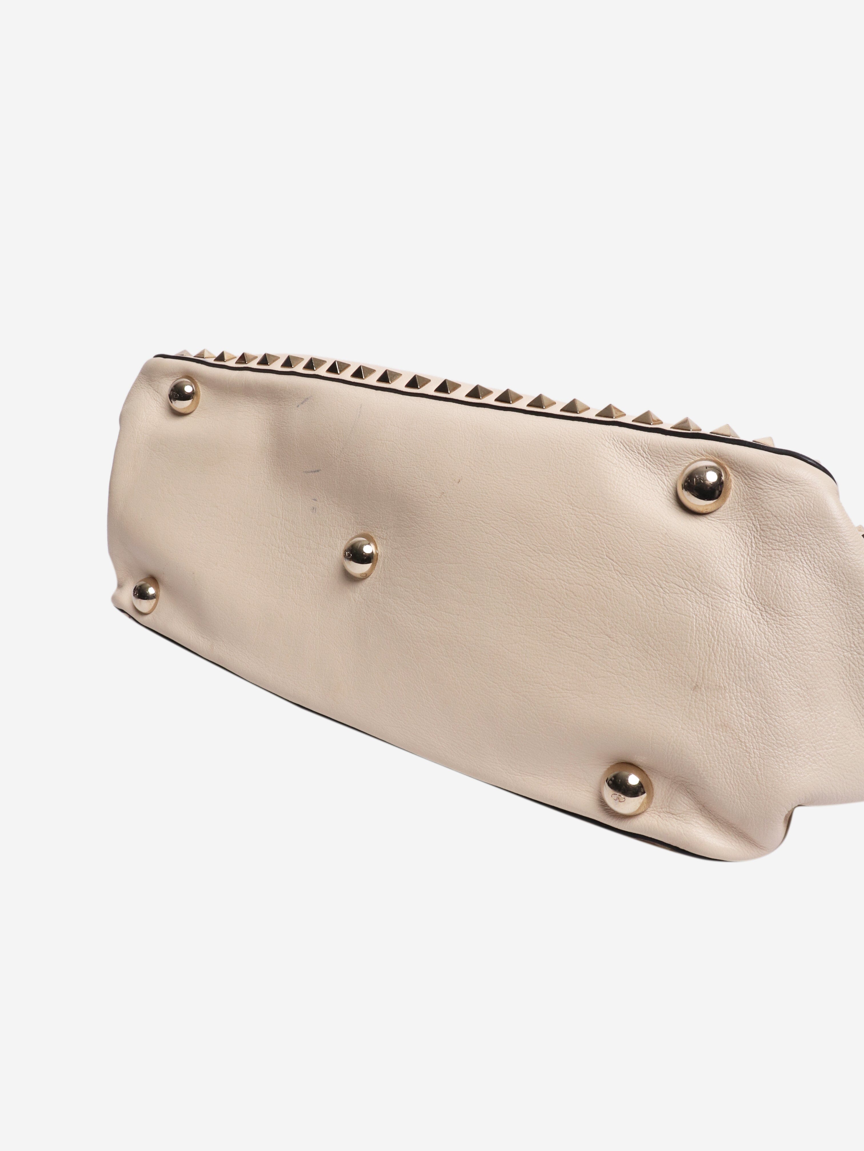 Cream Rockstud leather shoulder bag Shoulder bags Valentino 