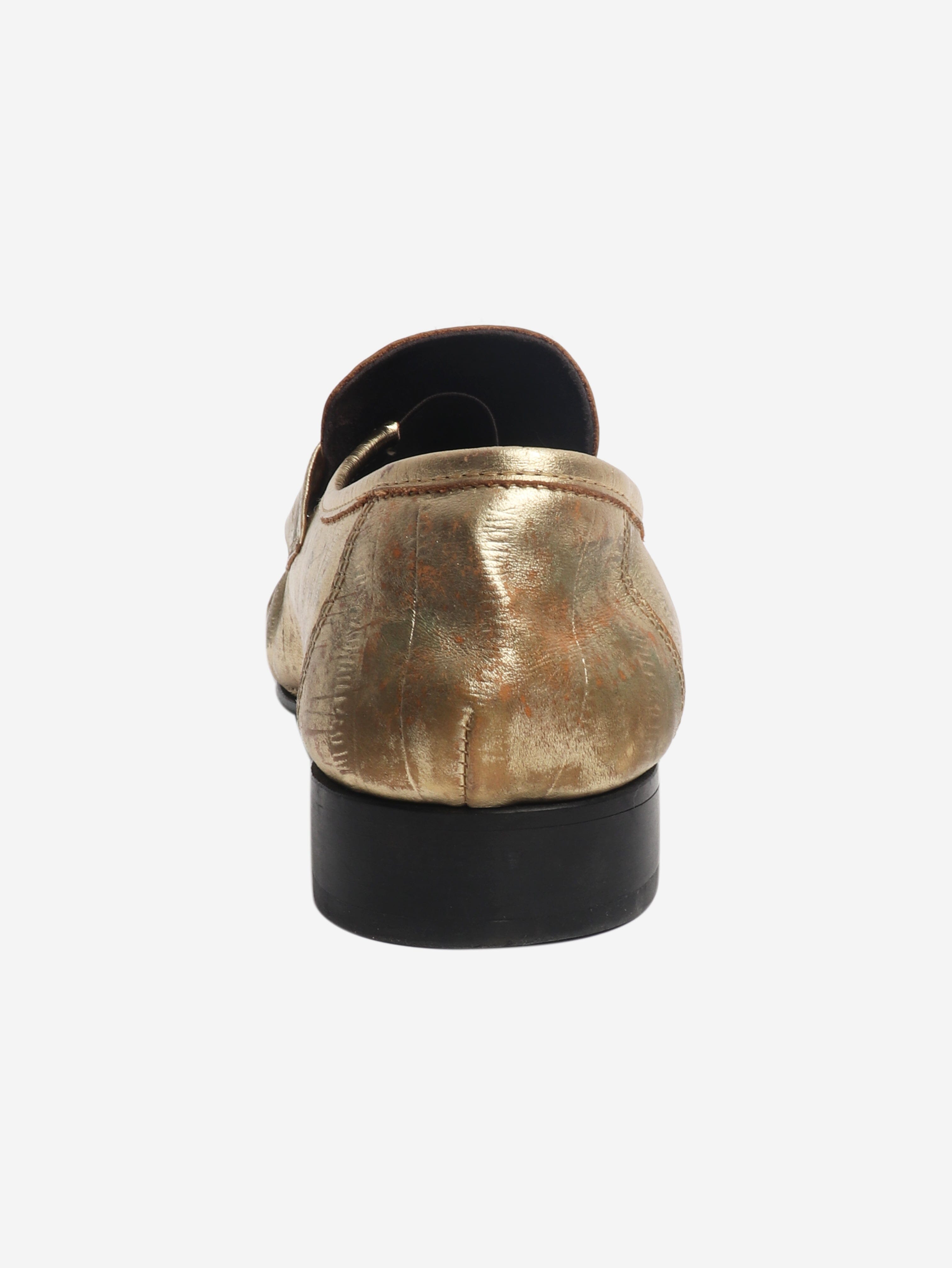 Gold metallic leather loafers - size EU 38 Flat Shoes The Row 
