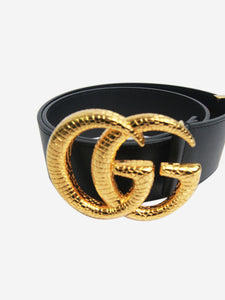 Gucci Black GG textured leather belt