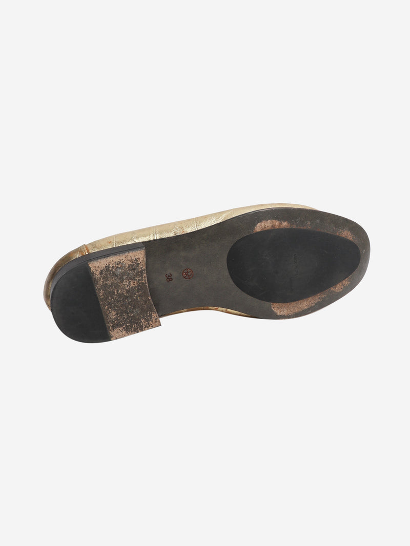 Gold metallic leather loafers - size EU 38 Flat Shoes The Row 