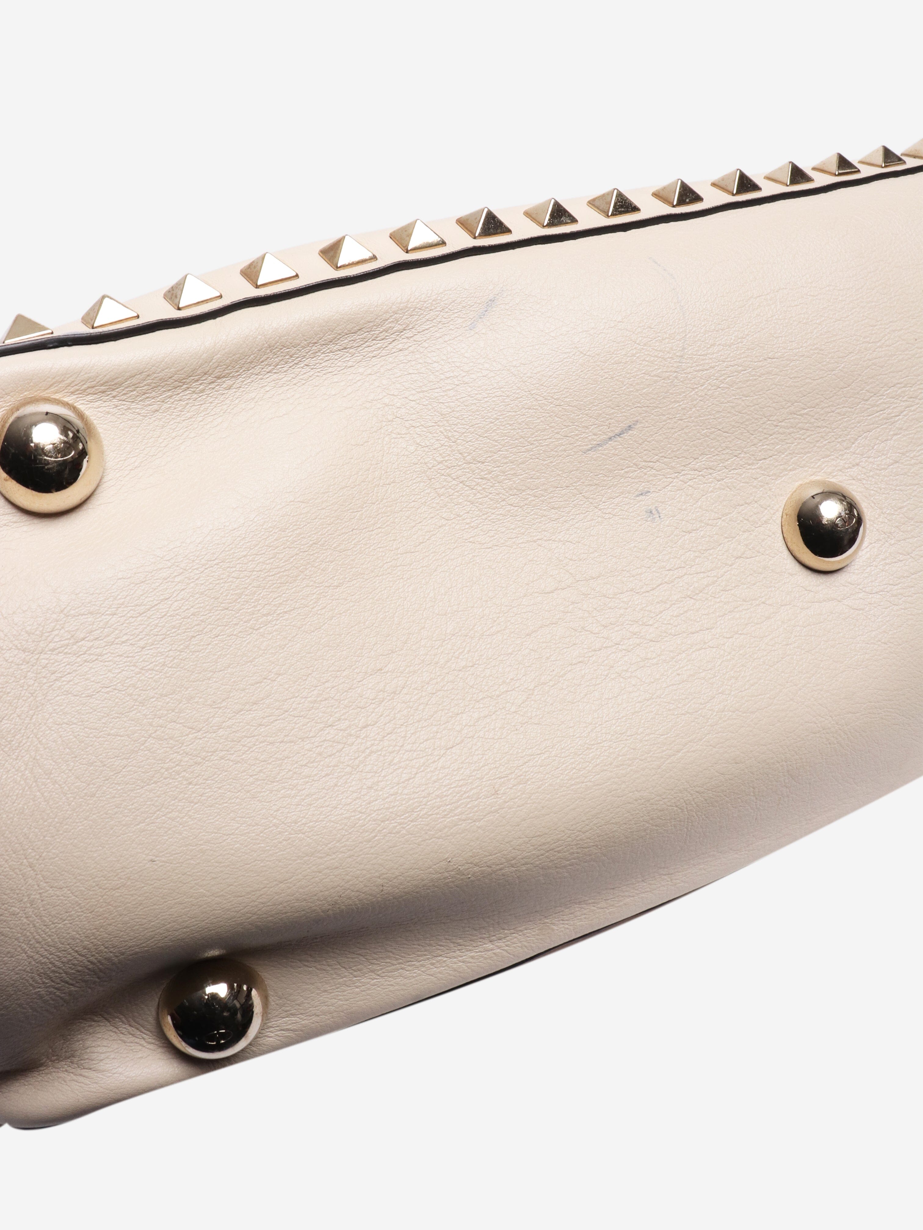 Cream Rockstud leather shoulder bag Shoulder bags Valentino 