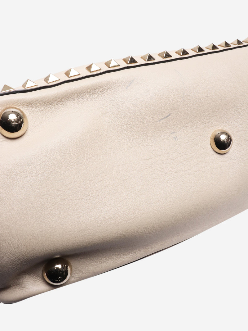Cream Rockstud leather shoulder bag Shoulder bags Valentino 