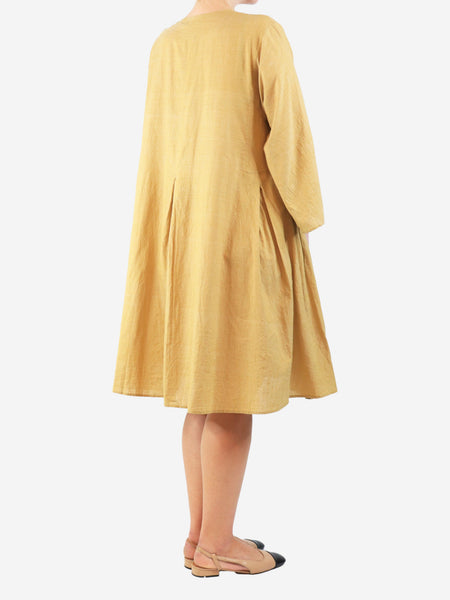 Mustard button-front midi dress - size M alternate image
