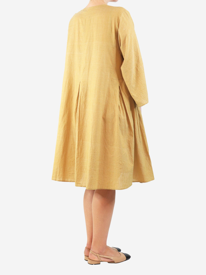 Mustard button-front midi dress - size M Dresses Babaghuri Travel 