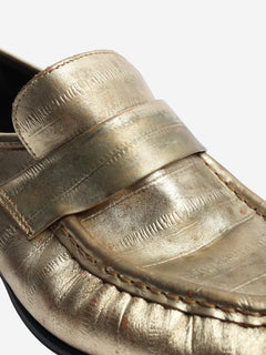 Gold metallic leather loafers - size EU 38 Flat Shoes The Row 
