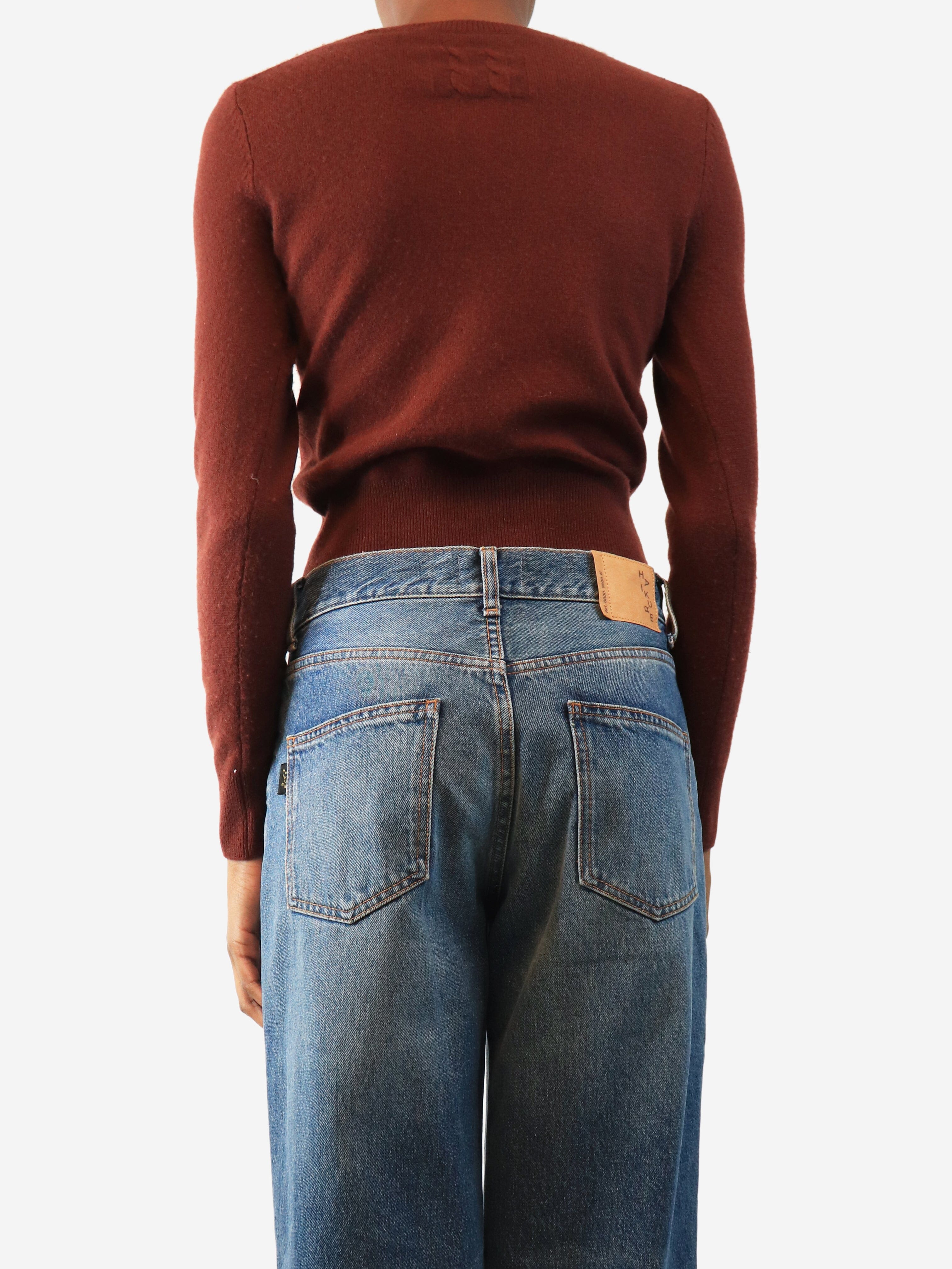 Dark brown puff-sleeved jumper - size XS Knitwear Paige 