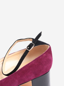 Manolo Blahnik Black and purple suede colour-block pumps - size EU 38