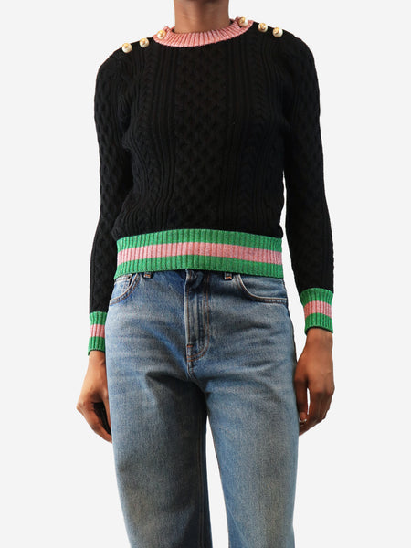 Black wool cable-knit jumper - size XS product image