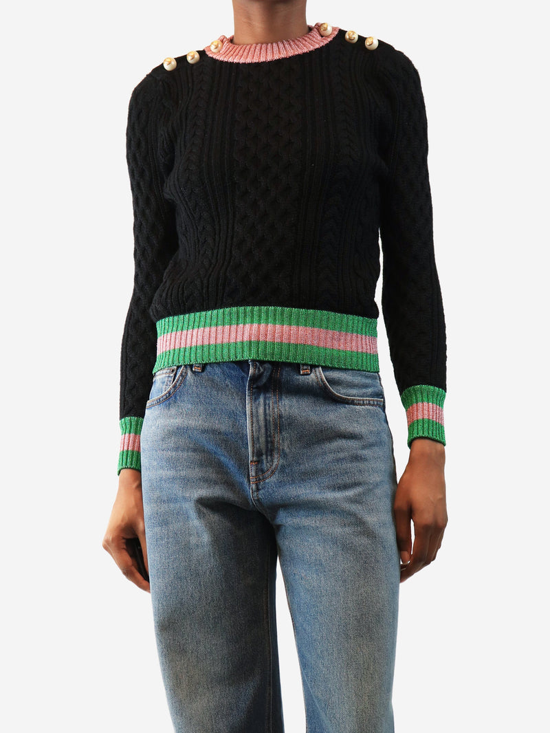 Black wool cable-knit jumper - size XS Knitwear Gucci 