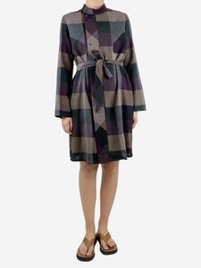 Etro Purple checkered wool midi dress - size UK 10