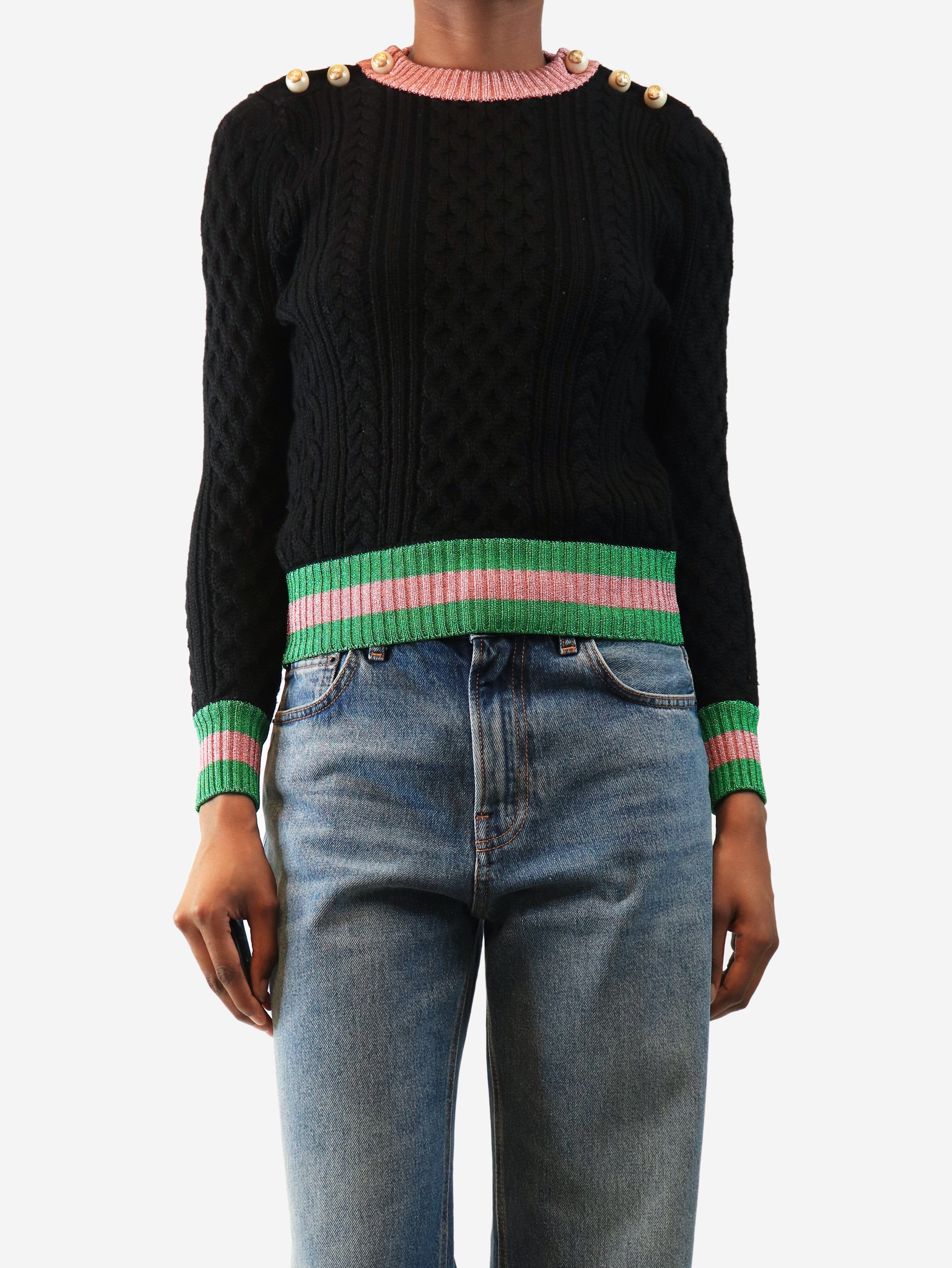 Black wool cable-knit jumper - size XS Knitwear Gucci 