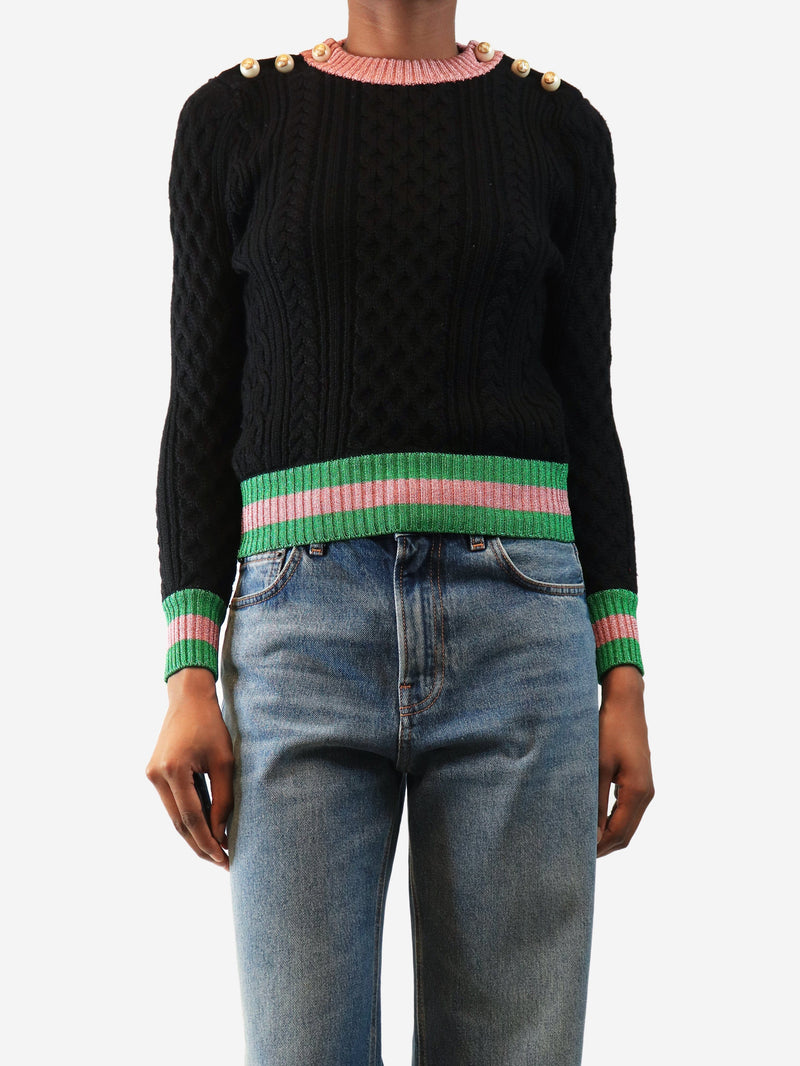 Black wool cable-knit jumper - size XS Knitwear Gucci 