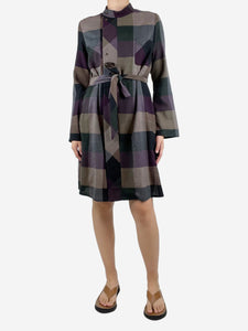 Etro Purple checkered wool midi dress - size UK 10