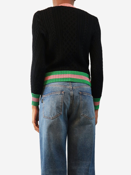 Black wool cable-knit jumper - size XS alternate image