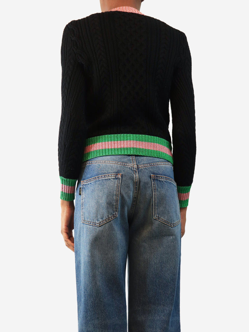 Black wool cable-knit jumper - size XS Knitwear Gucci 