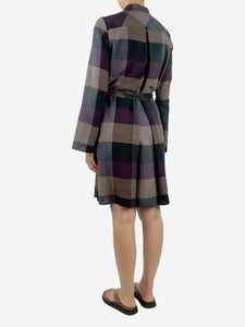 Etro Purple checkered wool midi dress - size UK 10