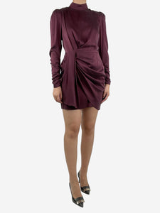 Zimmermann Burgundy Espionage draped stretch-silk mini dress - size UK 12