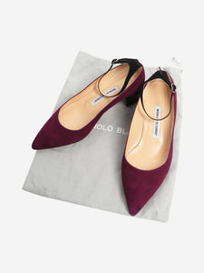 Manolo Blahnik Black and purple suede colour-block pumps - size EU 38