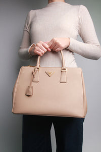 Prada Beige Saffiano Lux Galleria 2way bag