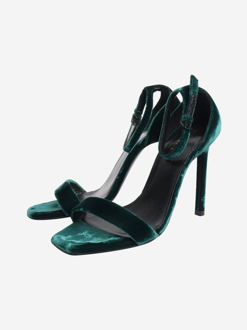 Dark green velvet sandal heels - size EU 36.5 Heels Saint Laurent 