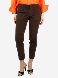 Nili Lotan Brown corduroy slim-leg trousers - size UK 10