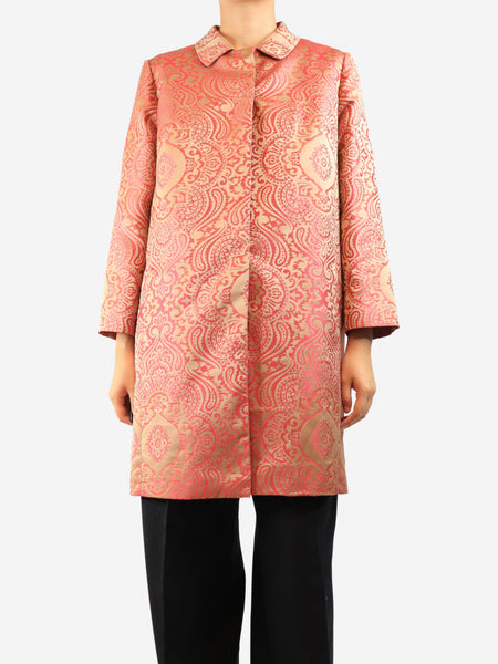 Pink jaquard button up jacket - size UK 12 product image