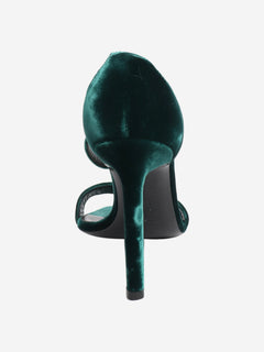 Dark green velvet sandal heels - size EU 36.5 Heels Saint Laurent 