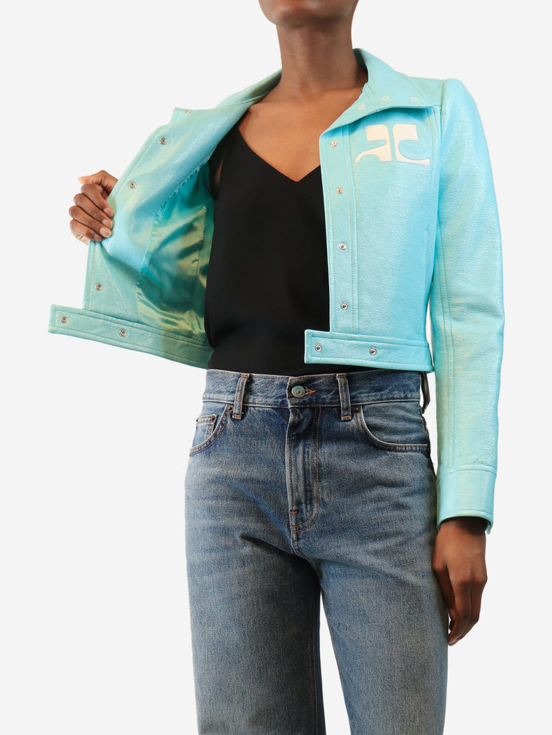 Turquoise faux-leather jacket - size UK 8 Coats & Jackets Courreges 