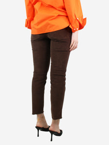 Nili Lotan Brown corduroy slim-leg trousers - size UK 10
