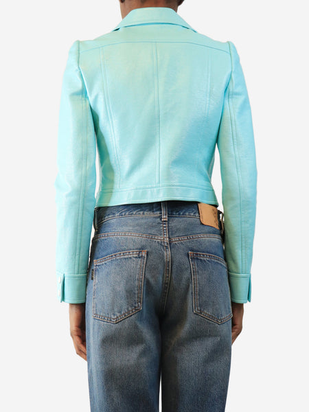 Turquoise faux-leather jacket - size UK 8 alternate image