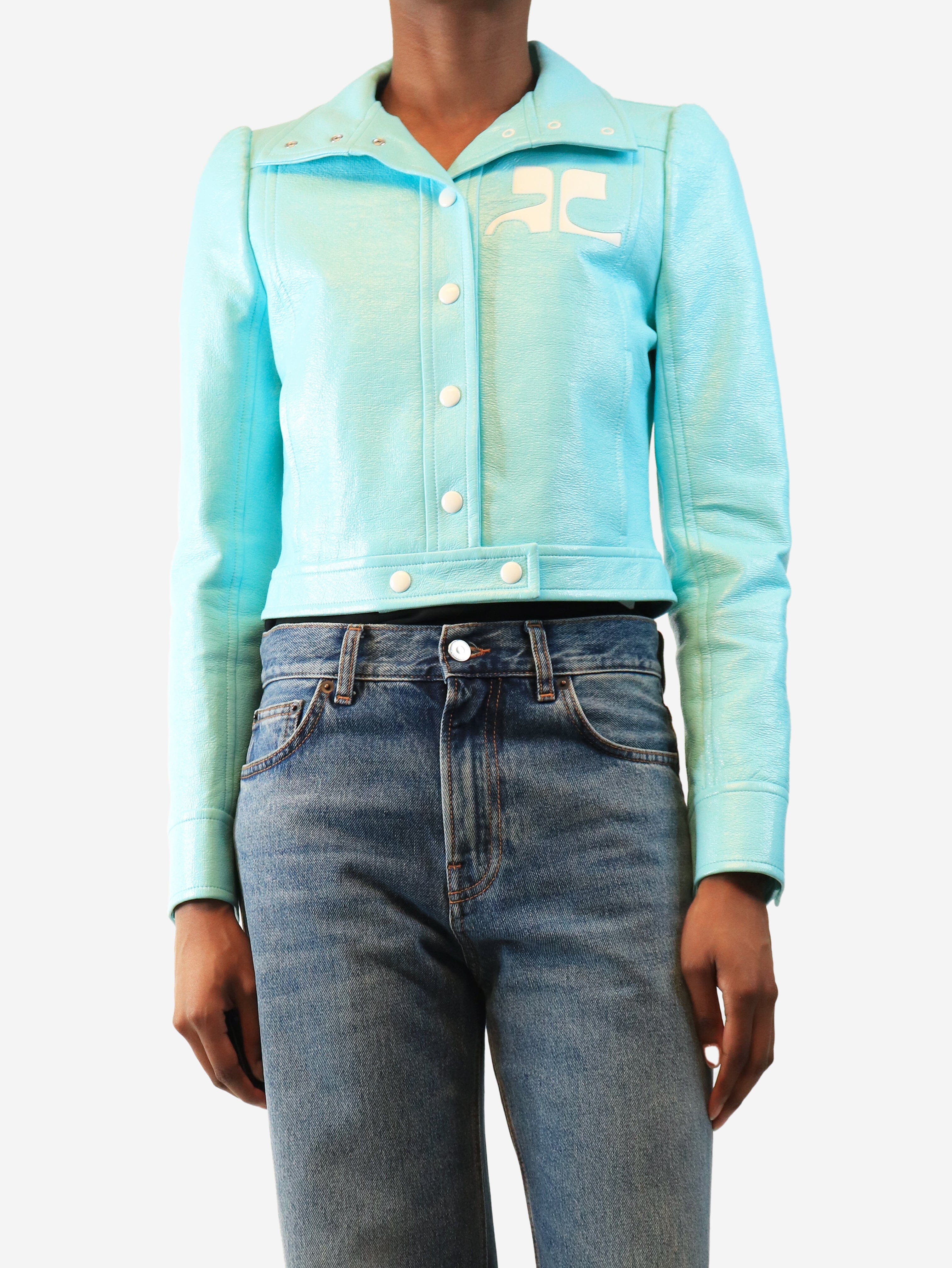 Turquoise faux-leather jacket - size UK 8 Coats & Jackets Courreges 