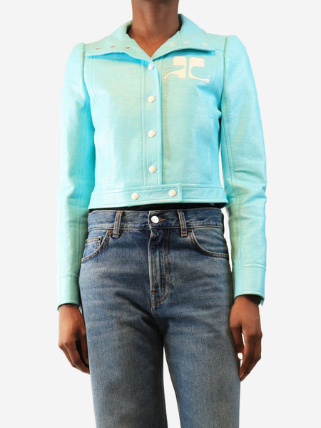 Turquoise faux-leather jacket - size UK 8 product image