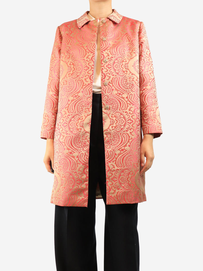 Pink jaquard button up jacket - size UK 12 Coats & Jackets Weekend Max Mara 