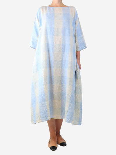 Blue and white check midi dress - size M Dresses Apuntob 