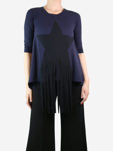 Stella McCartney Blue fringe asymmetrical star t-shirt - size UK 8