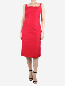 Marc Jacobs Red sleeveless tonal stitch silk midi dress - size UK 10