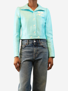 Turquoise faux-leather jacket - size UK 8 Coats & Jackets Courreges 