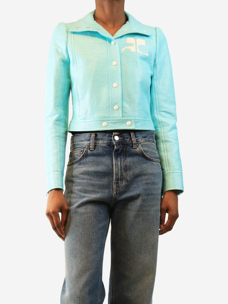 Turquoise faux-leather jacket - size UK 8 Coats & Jackets Courreges 