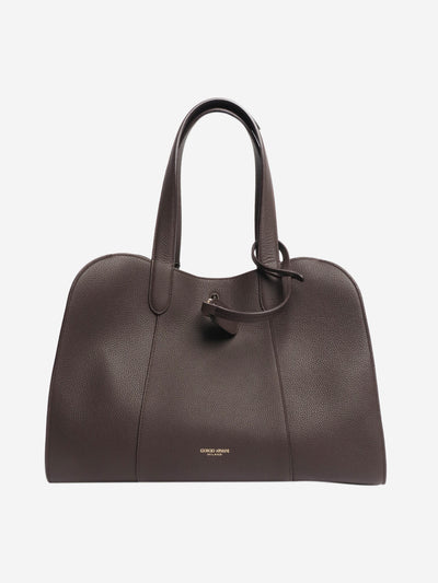 Brown pebbled leather large tote bag Bags Giorgio Armani 