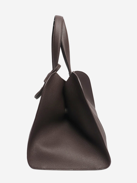 Brown pebbled leather large tote bag alternate image