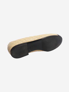 Beige leather quilted ballet flats - size EU 39 Flat Shoes Chanel 