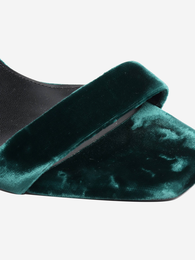 Dark green velvet sandal heels - size EU 36.5 Heels Saint Laurent 