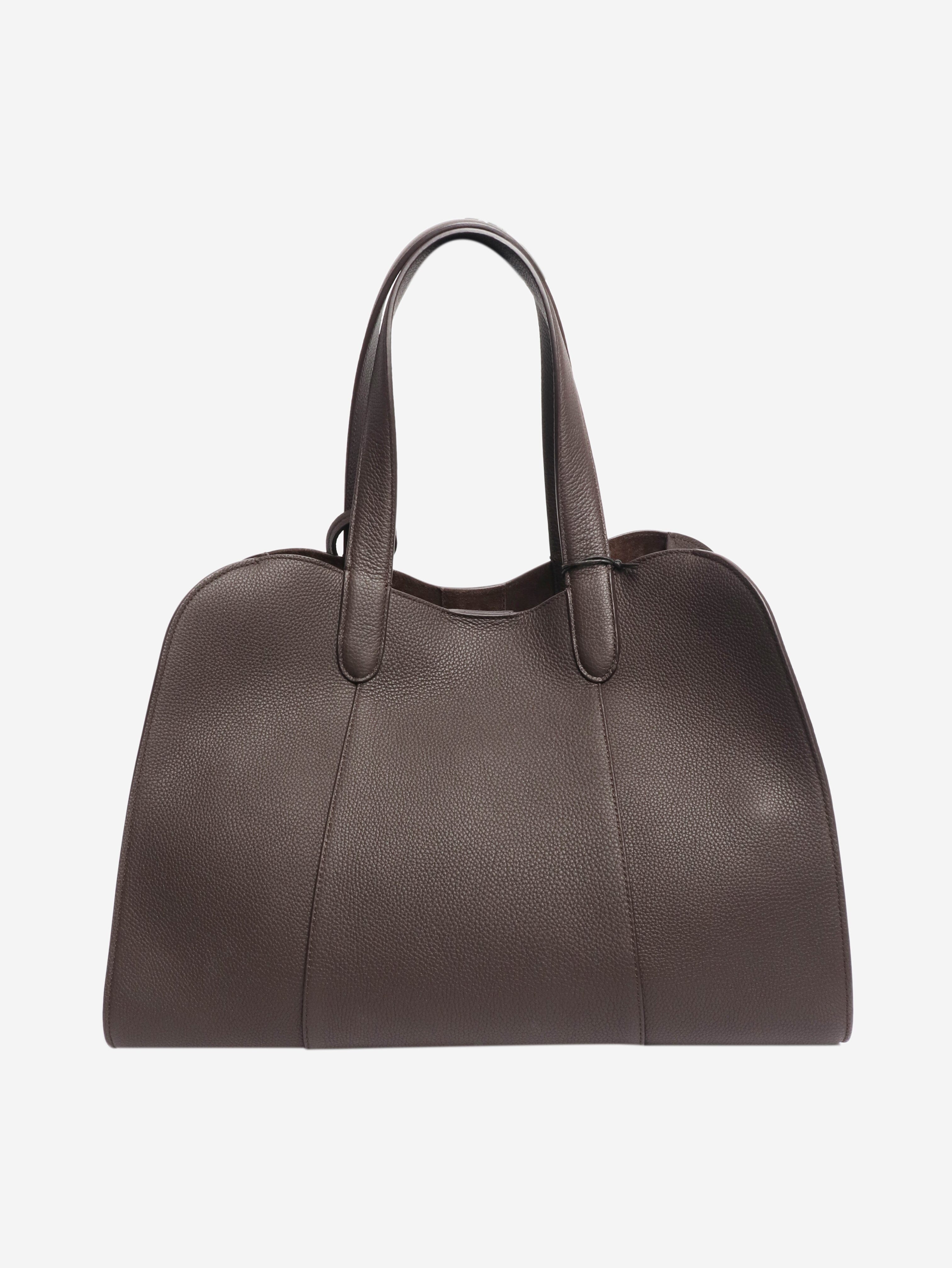 Brown pebbled leather large tote bag Bags Giorgio Armani 
