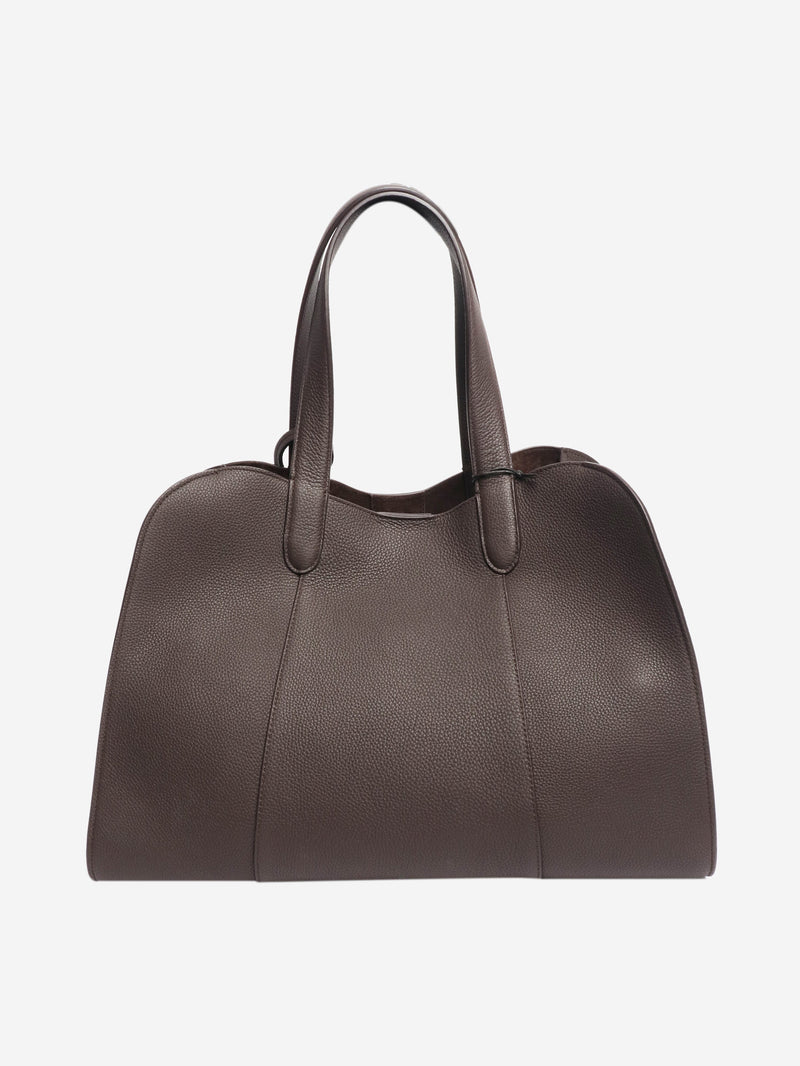 Brown pebbled leather large tote bag Bags Giorgio Armani 