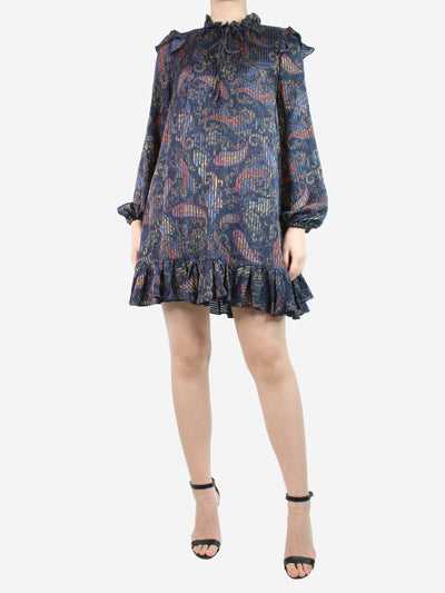Dark blue paisley printed dress - size UK 8 Dresses Maje 