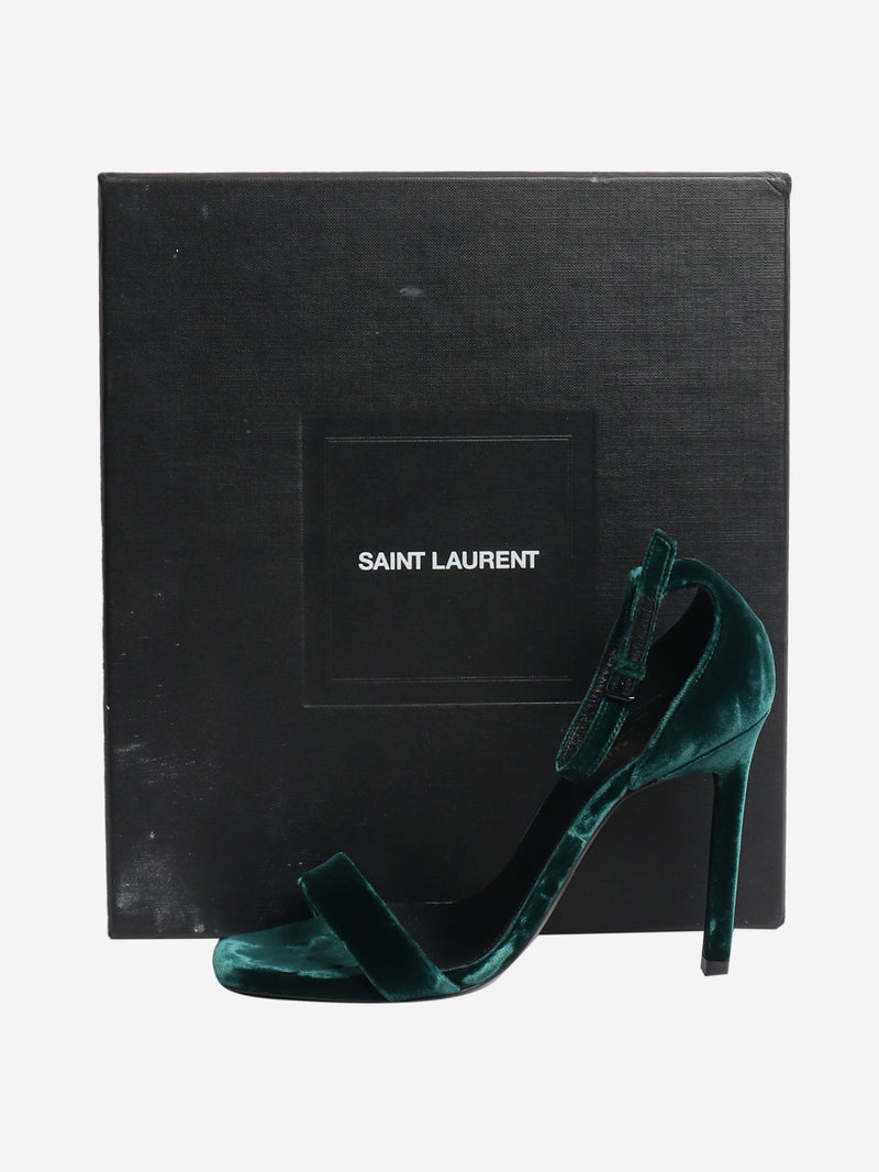 Dark green velvet sandal heels - size EU 36.5 Heels Saint Laurent 