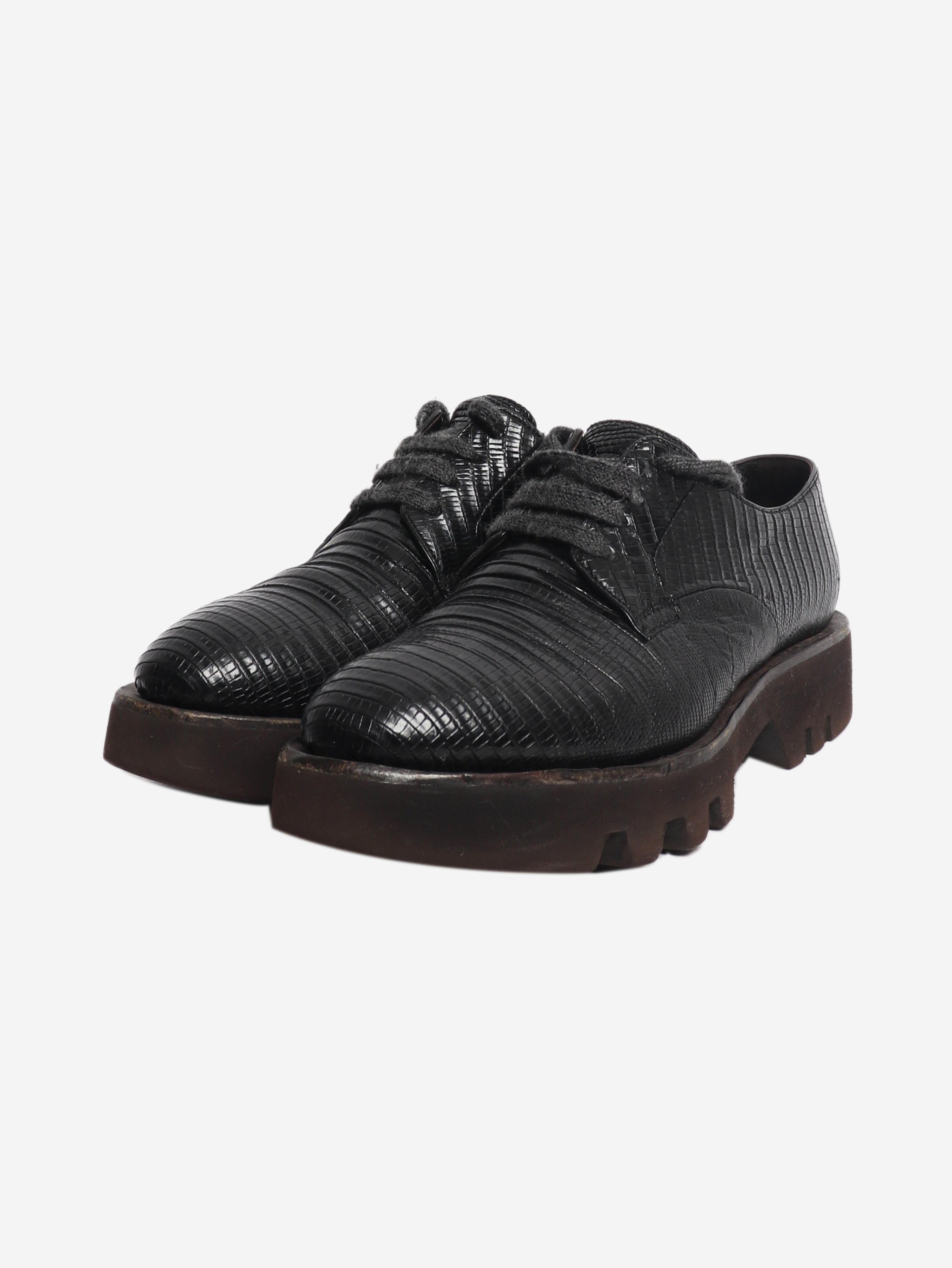 Black reptile effect Derby shoes - size EU 37 (UK 4)