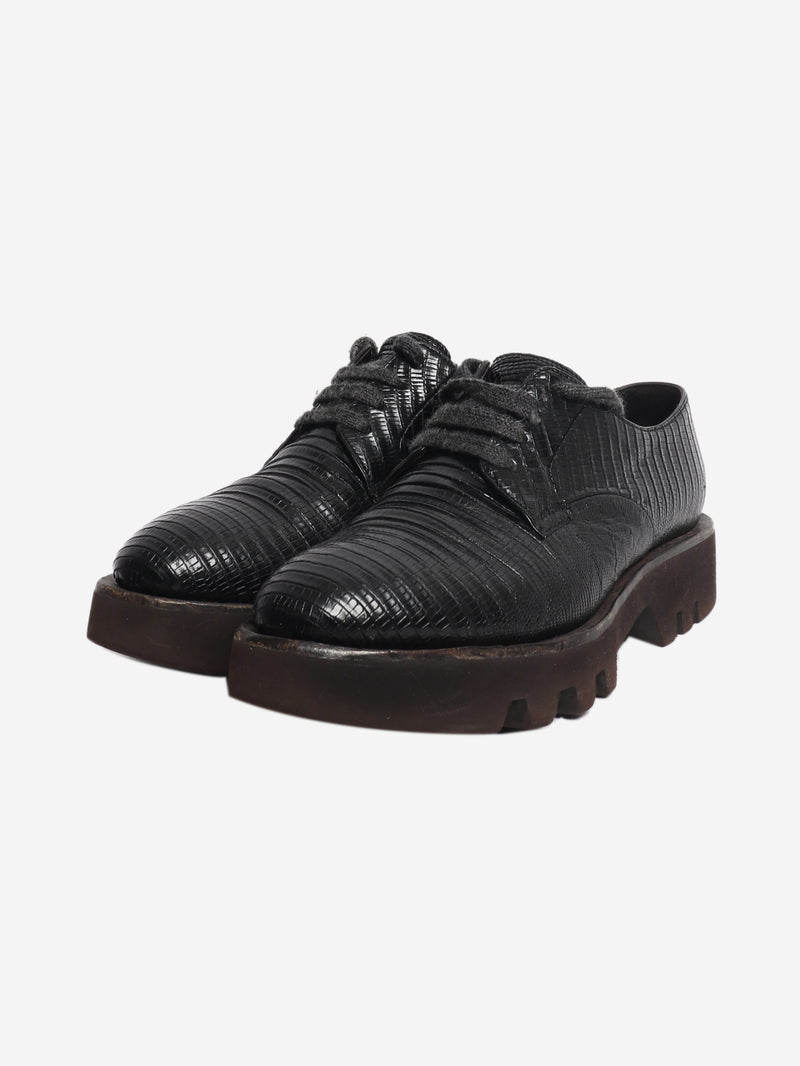 Black reptile effect Derby shoes - size EU 37 (UK 4)