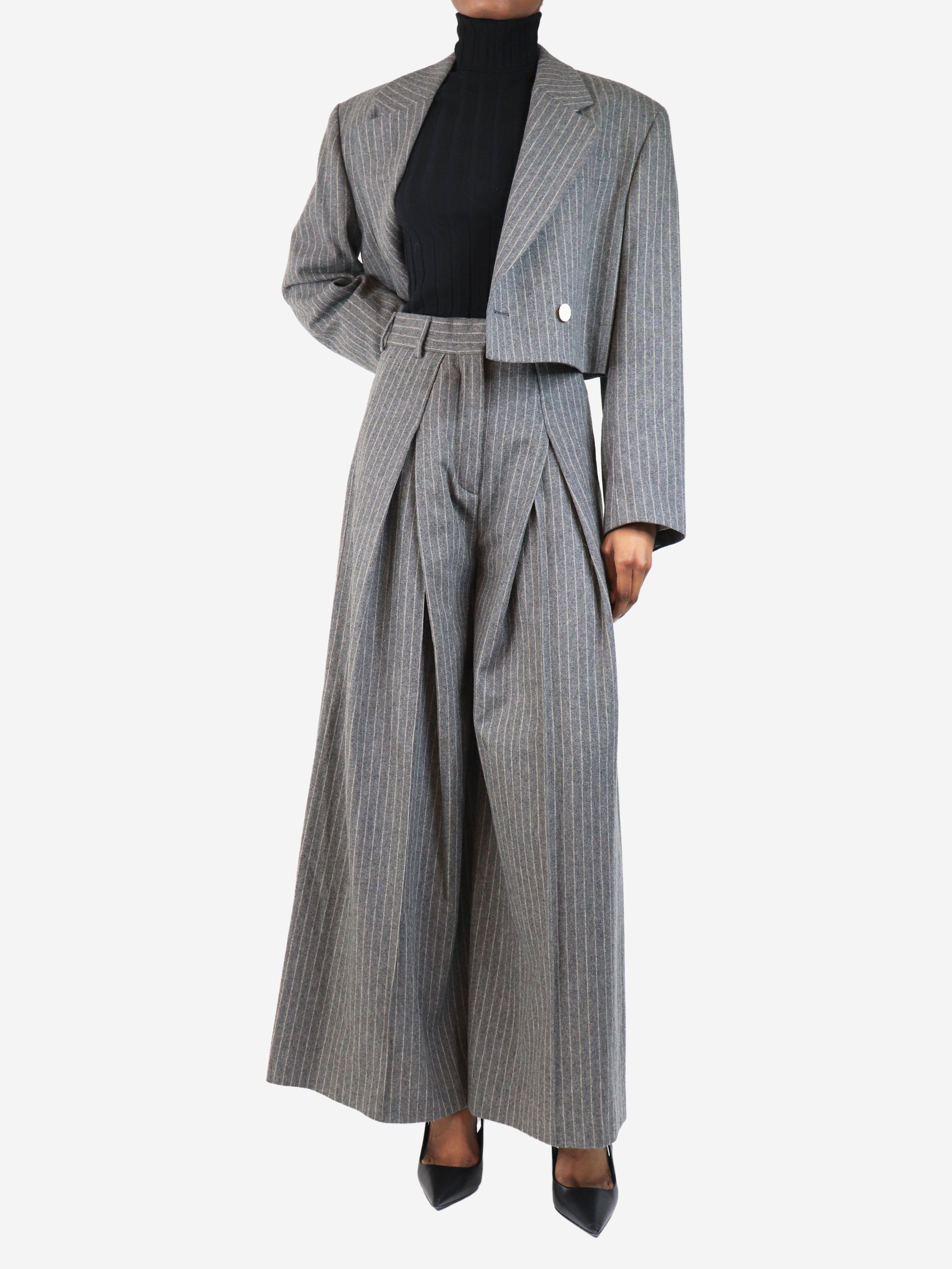 Grey cropped pinstripe blazer - size UK 8 Coats & Jackets Acne Studios 