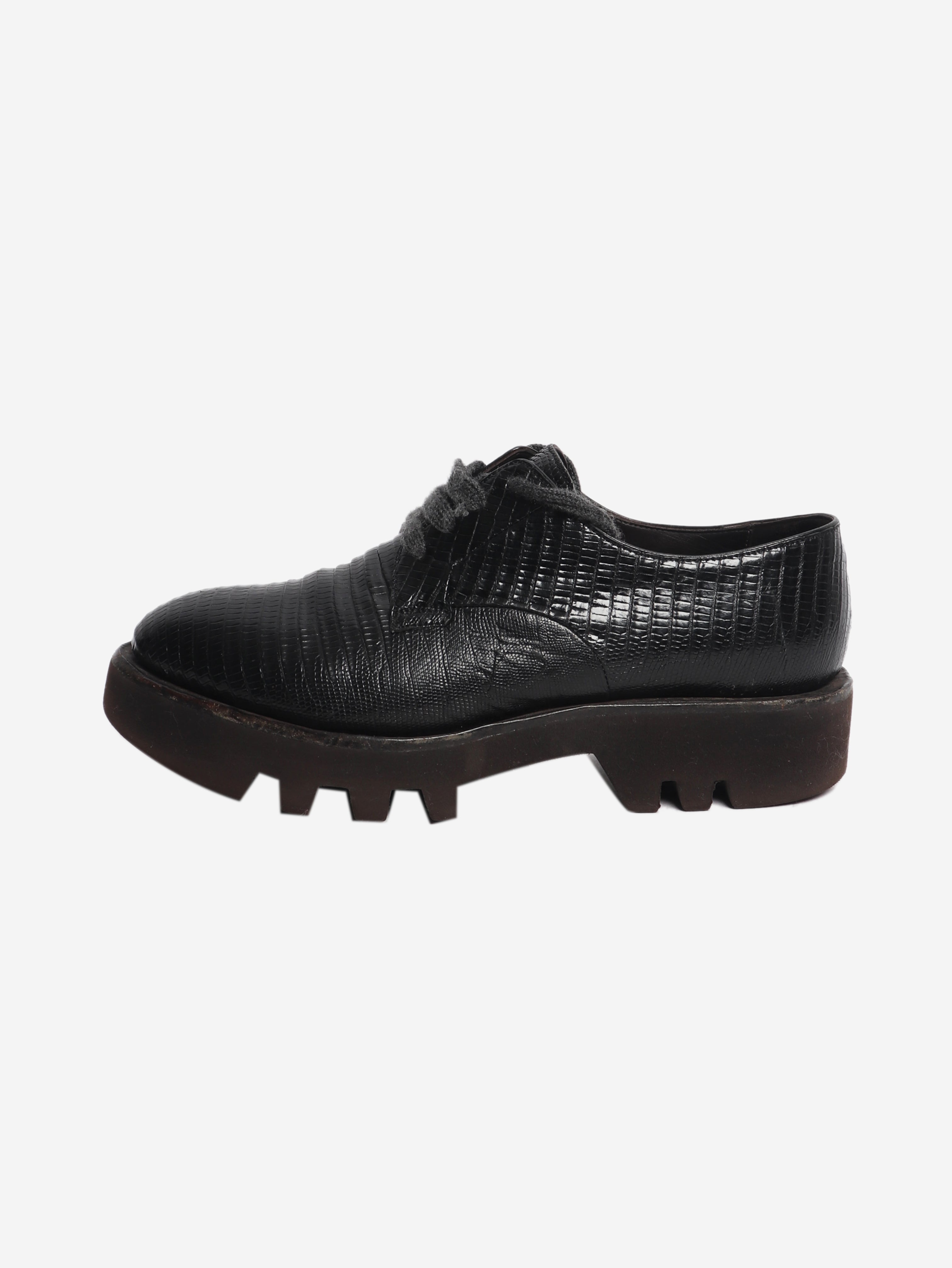 Black reptile effect Derby shoes - size EU 37 (UK 4)